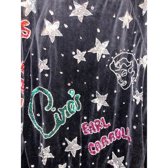 Bonnie Boerer & Co Vintage Velvet Sweatshirt Derby Cocoanut Grove Sequin Beaded - Picture 8 of 14